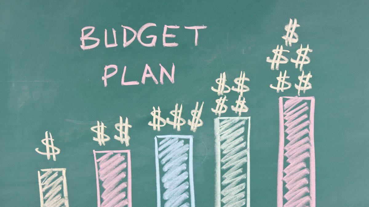 A chalkboard with a figure of a budget plan