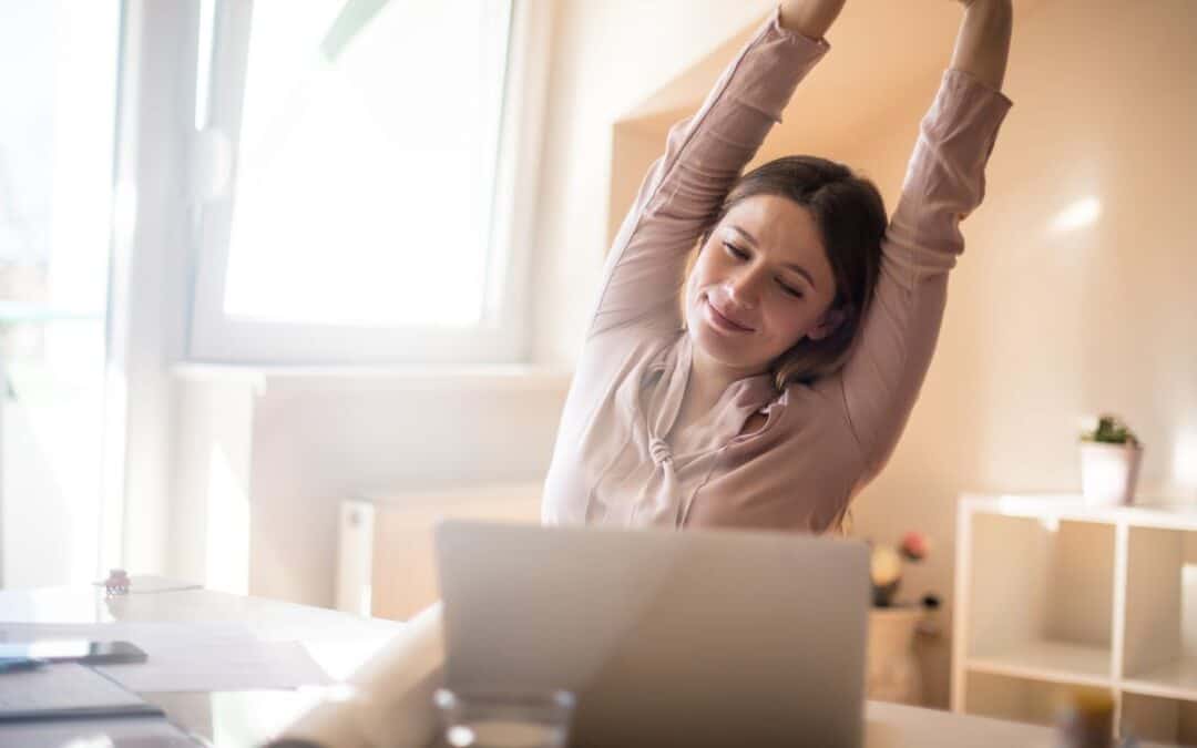 A woman relaxed at work