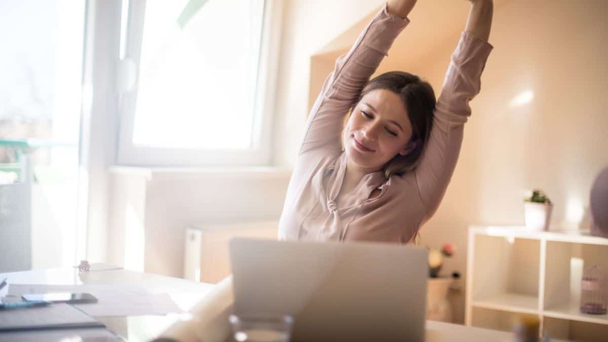 A person relaxly working